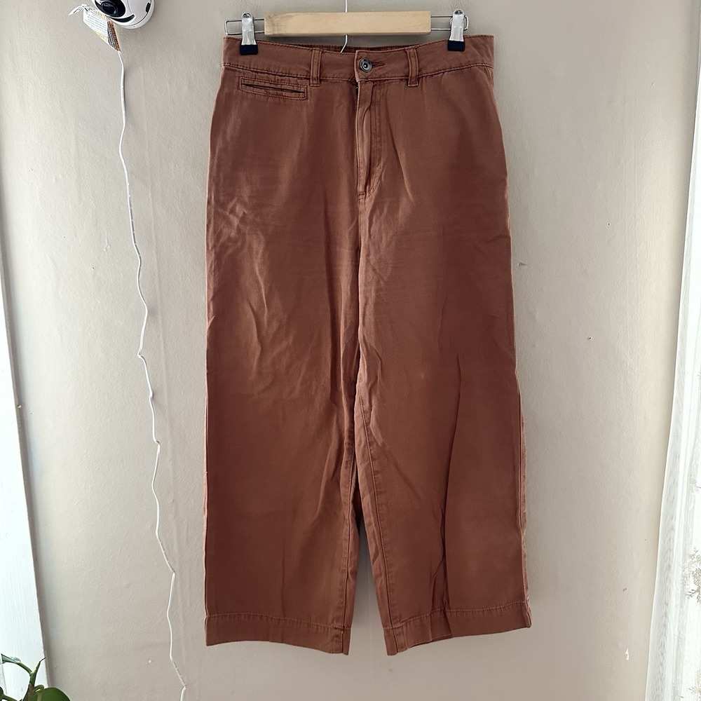 Cotton On Womens Wide Leg Crop Pants Size 6 Rust Brown High Rise Boho Hippie‎
